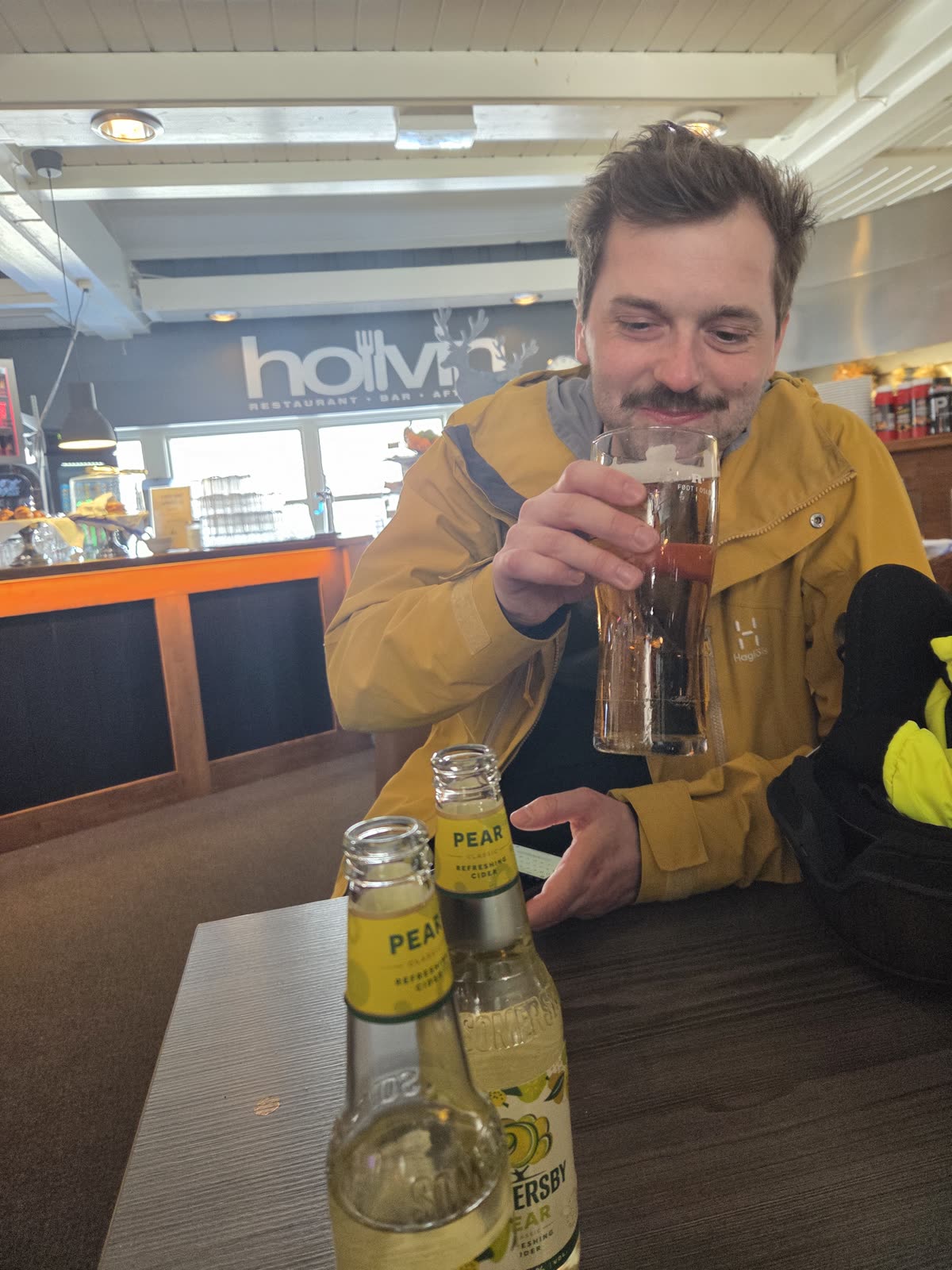 A well-earned beer after the last run